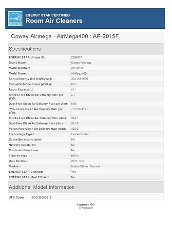 COWAY Air Purifier for Home Large Room Up to 3,120ft², Washable Pre-Filter and HEPA Filter for Smoke, Allergies, Pet Dander, Odor, AQI, Auto & Sleep
