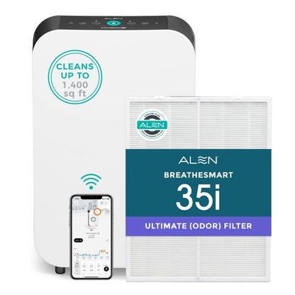 Alen Air Purifier BreatheSmart 75i HEPA with Odor Filter for Large Rooms up to 2800 Sq. Ft. - Perfect for Living Room & Kitchen - Captures Dust + Pet
