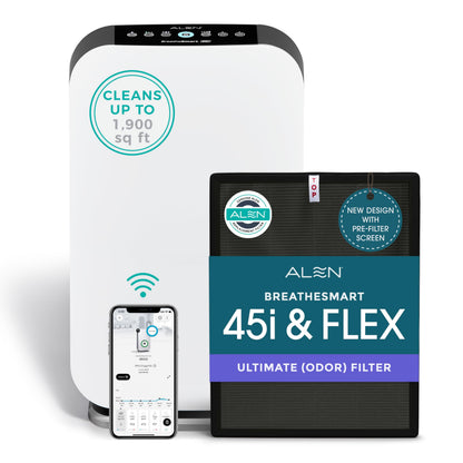 Alen Air Purifier BreatheSmart 75i HEPA with Odor Filter for Large Rooms up to 2800 Sq. Ft. - Perfect for Living Room & Kitchen - Captures Dust + Pet