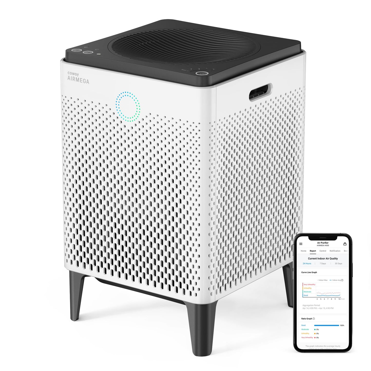 Coway Airmega 400S App-Enabled Smart Air Purifier (Covers 1,560 sq. ft.), True HEPA Air Purifier with Smart Technology, Compatible with Amazon Alexa